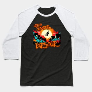 Urban Jumper Parcour Graffiti Design Baseball T-Shirt